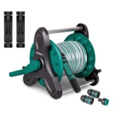 Hose reel with 10m hose | Incl. nozzle, couplings and tap connector