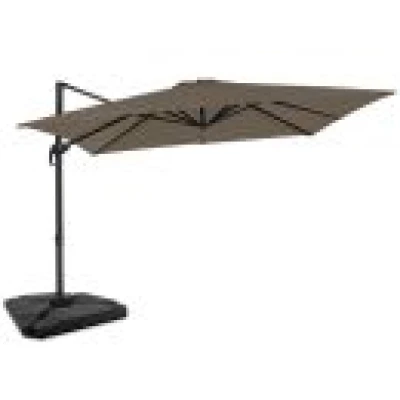 Cantilever parasol Pisogne 300x300cm – Premium parasol - Taupe | Incl. fillable parasol tiles