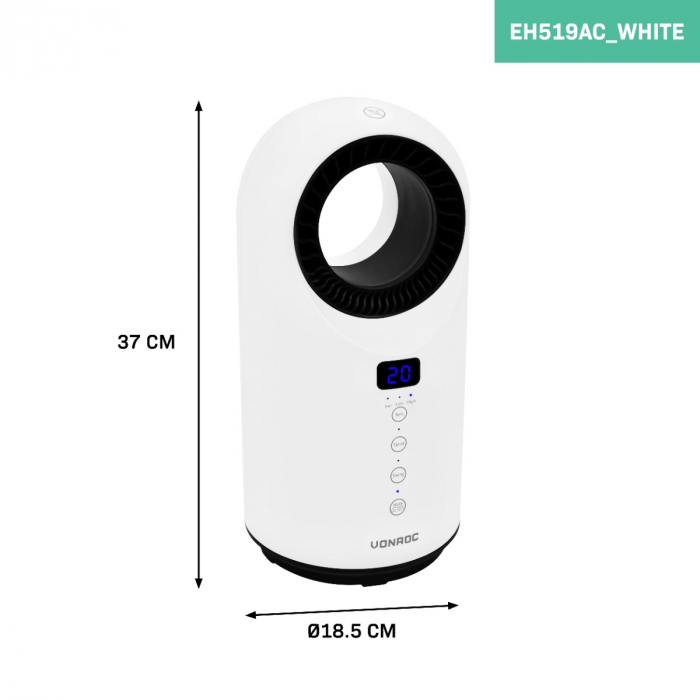 Electric fan heater – 1500W – ceramic – white | bladeless