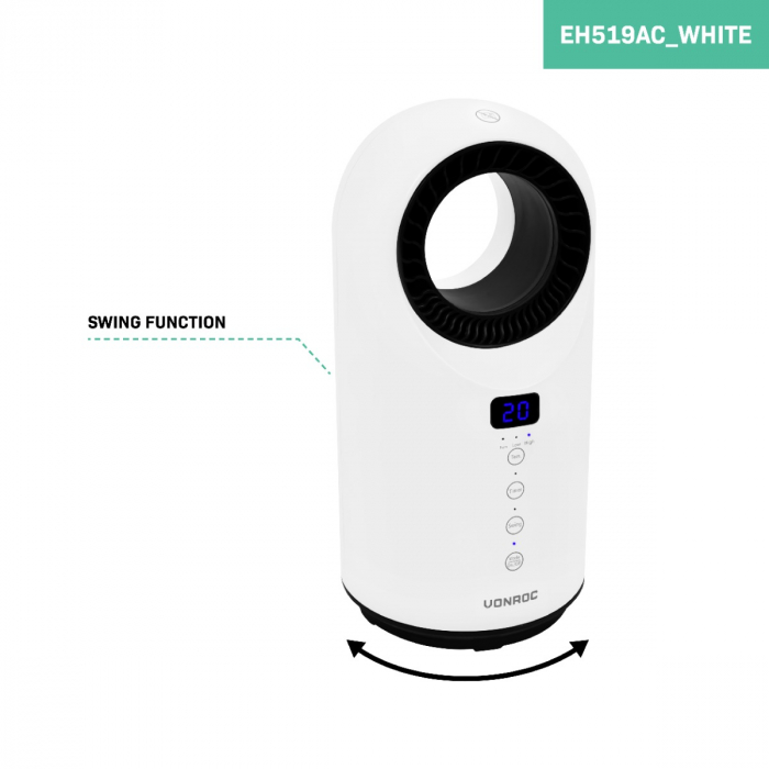 Electric fan heater – 1500W – ceramic – white | bladeless