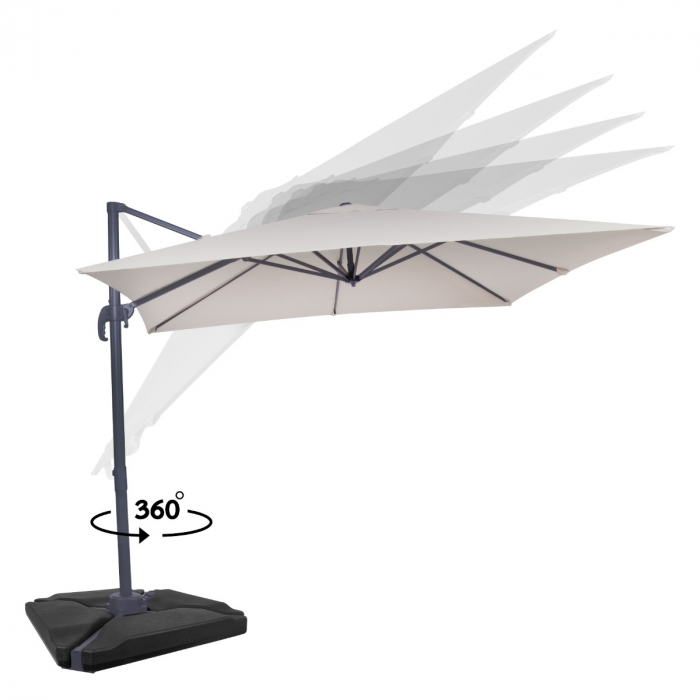 Cantilever parasol Pisogne 300x300cm – Premium parasol - Beige | Incl. fillable parasol tiles