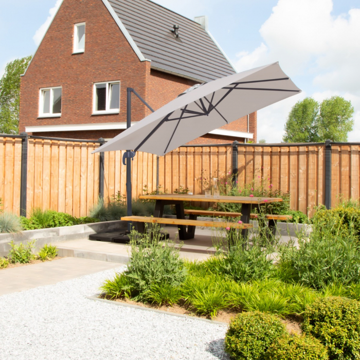 Cantilever parasol Pisogne 300x300cm – Premium parasol - Beige | Incl. fillable parasol tiles