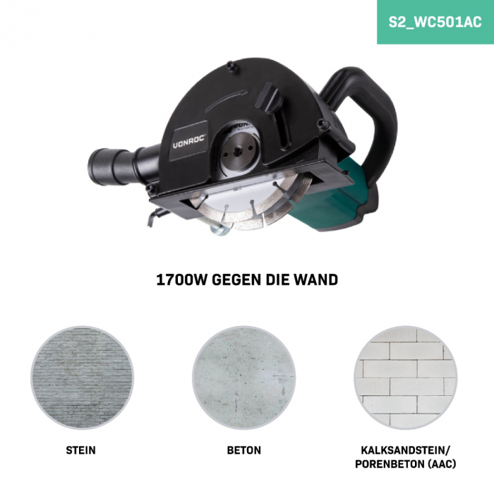 Wall chaser 1700W - 150mm | Set - Incl. 6 diamond discs