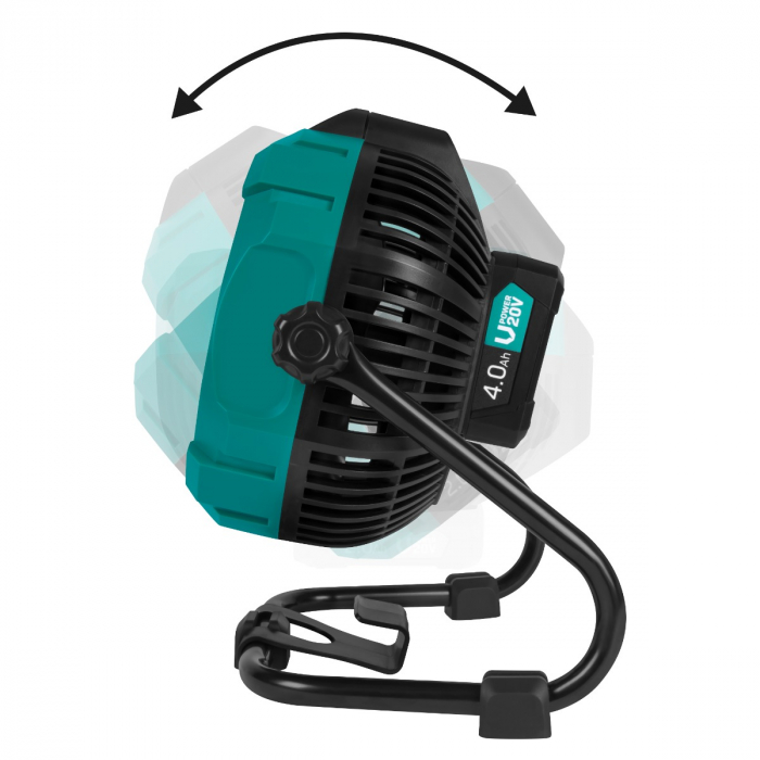 Cordless fan 20V – hybrid battery or AC powered | Incl. AC adapter – incl. 4.0Ah battery and quick charger