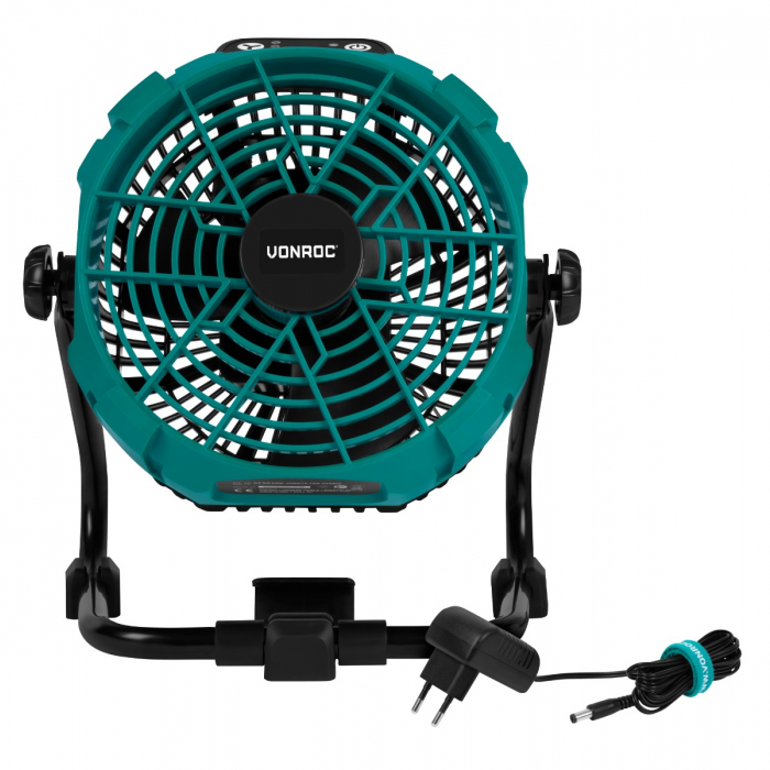 Cordless fan 20V – hybrid battery or AC powered | Incl. AC adapter – incl. 4.0Ah battery and quick charger