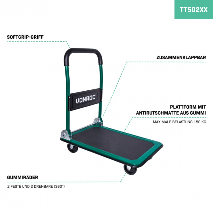 Platform truck - Foldable - Max. load capacity 150kg 