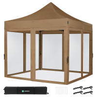 Easy-Up Party Tent - 3x3 m  | Set incl. Mosquito Netting Sidewalls - Beige