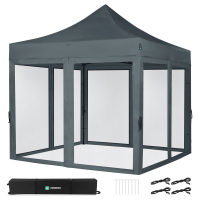 Easy-Up Party Tent - 3x3 m  | Set incl. Mosquito Netting Sidewalls - Grey