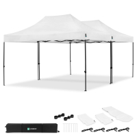 Party Tent - 6x4.5 m - Premium Easy-Up Party Tent | Set incl. 2x Tent and 1x Connection Kit - White