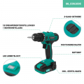 Cordless Drill 20V | Incl. 2x 2.0Ah Battery, Charger, and 46 accessories in premium case